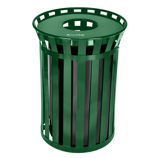 Alpine Industries Outdoor Metal Waste Receptacle, 38 Gallons, Green