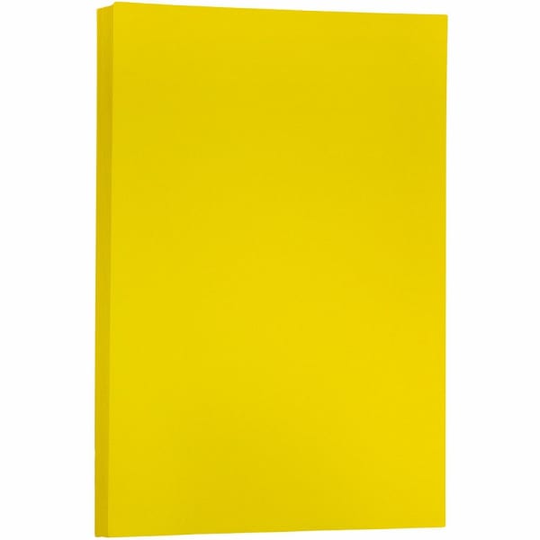 JAM Paper Ledger Matte Paper, Yellow, Ledger (11in x 17in), 100 Sheets Per Pack, 24 Lb, 30% Recycled