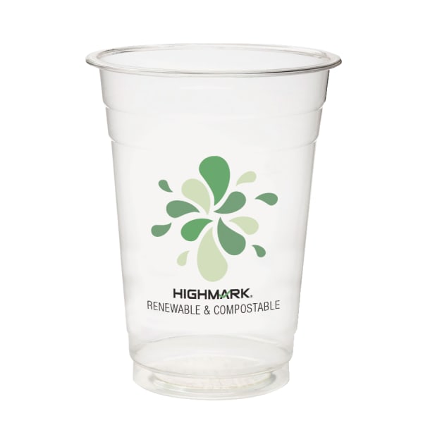Highmark ECO Compostable Plastic Cups, 16 Oz, Clear, Pack Of 50