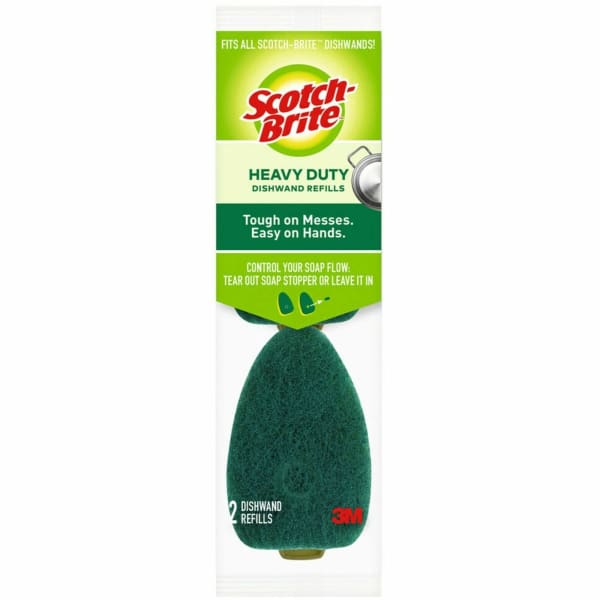 Scotch-Brite Heavy-Duty Dishwand Refills - 2.9in Height x 2.2in Width - 2 Pack - 7 / Carton - Green