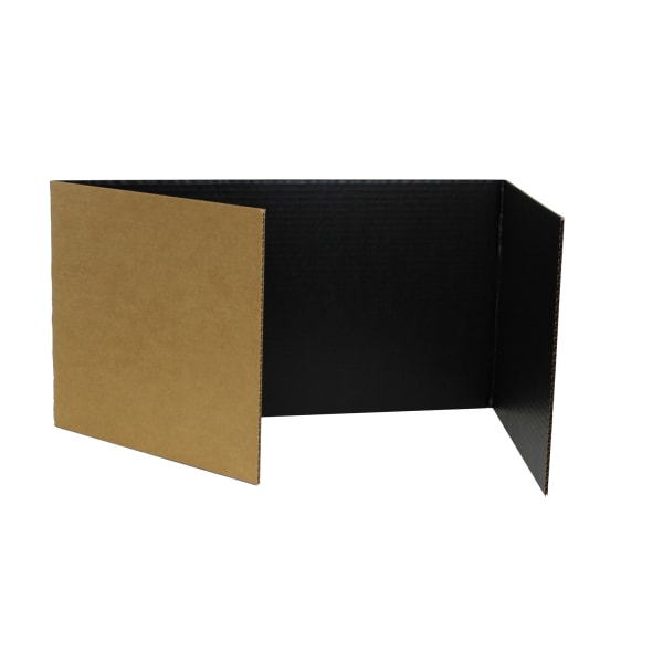 Flipside Products Corrugated Study Carrels, Corrugated Cardboard, 12in x 48in, Black, Pack Of 24 Carrels
