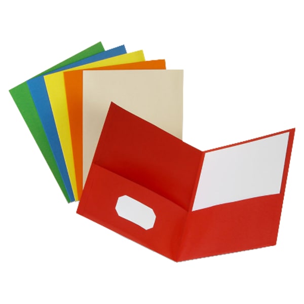 Esselte Letter-Size Twin-Pocket Report Covers, Assorted Colors, Box Of 25