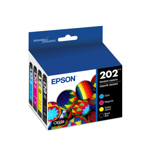 Epson 202 Claria Black And Cyan, Magenta, Yellow Ink Cartridges, Pack Of 4, T202120-BCS
