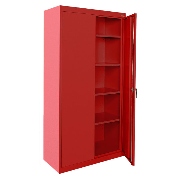 Sandusky Classic Series Medium-Duty Assembled Storage Cabinet, 72inH x 36inW x 18inD, Red