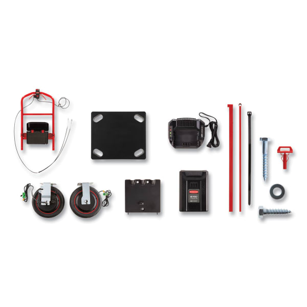 Rubbermaid Commercial Truck Motorized Kit for 24in x 48in Platform Trucks, Medium, DC Motor, 60 V Lithium-Ion Battery, 0.5 mph to 3 mph, Black/Red