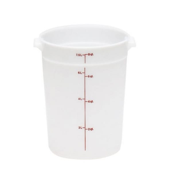Cambro Food Storage Container, 8 Qt, White