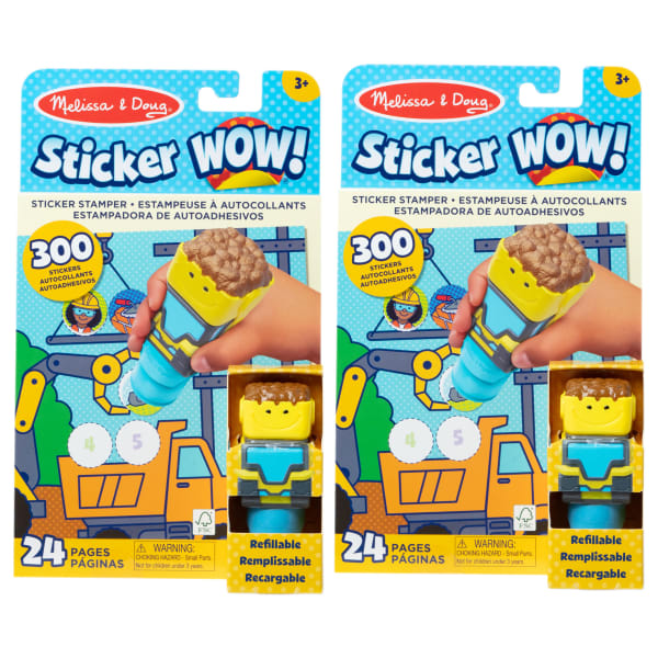 Melissa & Doug Sticker WOW! Activity Pad & Sticker Stamper, Bulldozer, 300 Stickers Per Set, 2 Sets