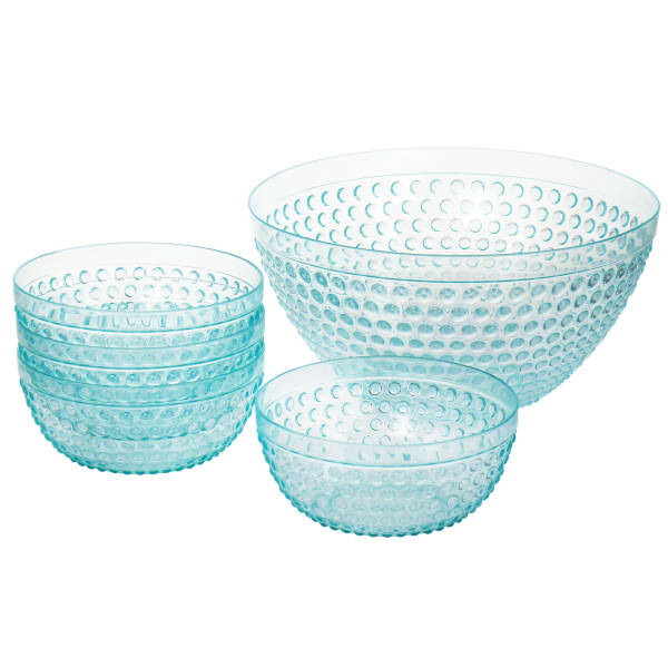 Gibson Home 5-Piece Plastic Bowl Set, Light Blue