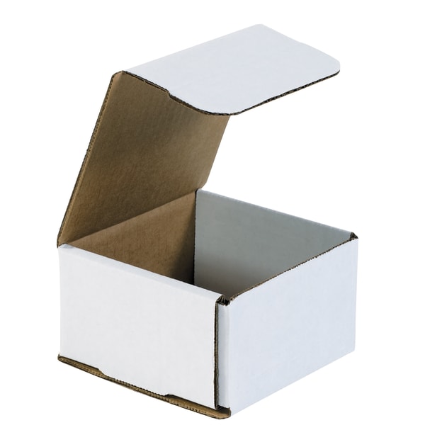 Partners Brand White Corrugated Mailers, 4 3/8in x 4 3/8in x 2 1/2in, Pack Of 50