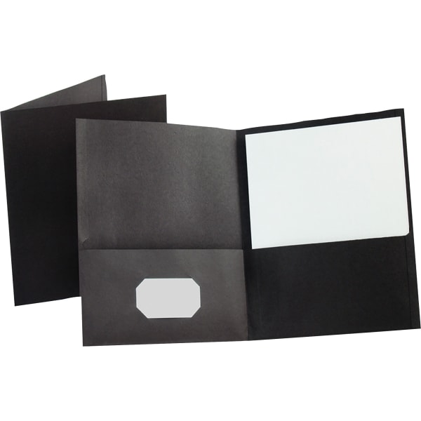 Esselte Letter-Size Twin-Pocket Report Covers, Black, Box Of 25