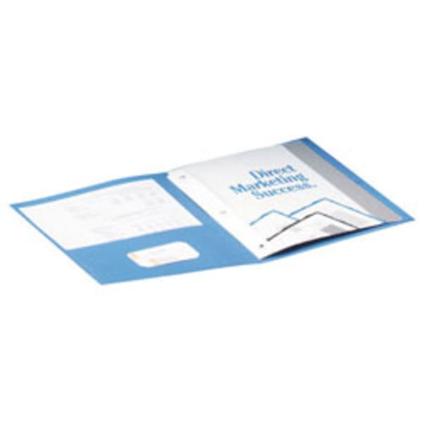 Oxford Twin-Pocket Portfolio With Fasteners, 8 1/2in x 11in, Light Blue, Pack Of 25