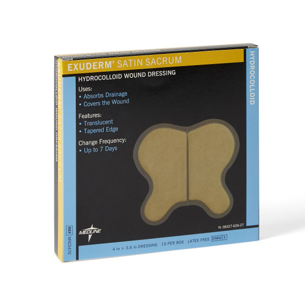 Medline Exuderm Satin Hydrocolloid Dressings, 4in x 3 5/8in, Tan, Pack Of 10
