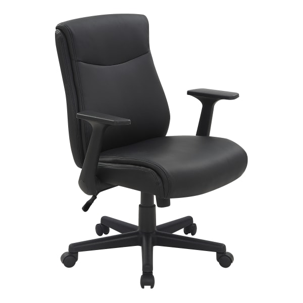 Office Star Executive Ergonomic Faux Leather Mid-Back Manager's Chair, Black