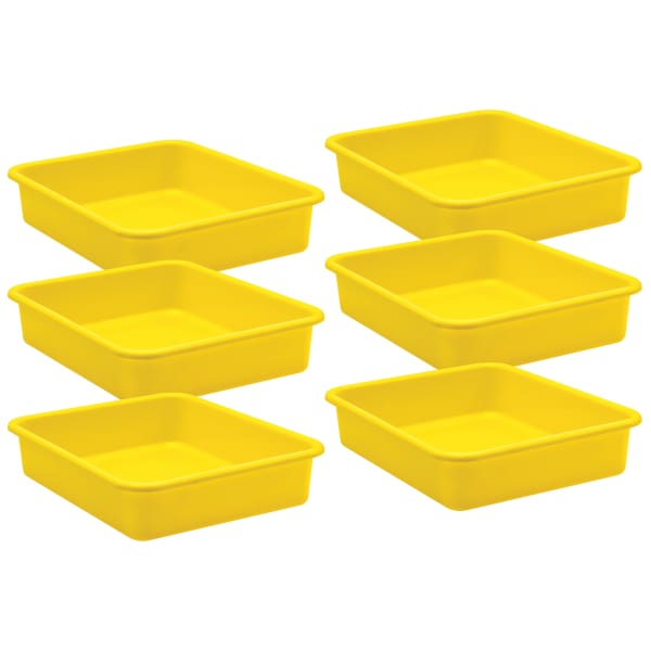 Teacher Created Resources Large Plastic Letter Trays, 3inH x 11-1/2inW x 14inD, Yellow, Pack Of 6 Trays