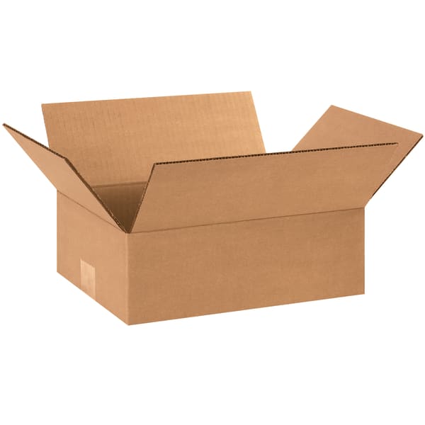 Partners Brand Flat Corrugated Boxes, 12in x 9in x 4in, Kraft, Pack Of 25