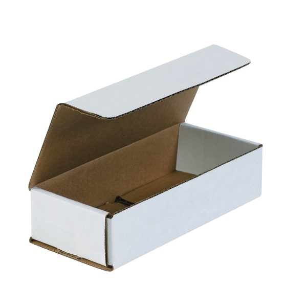 Partners Brand White Corrugated Mailers, 7 1/2in x 3 1/4in x 1 3/4in, Pack Of 50