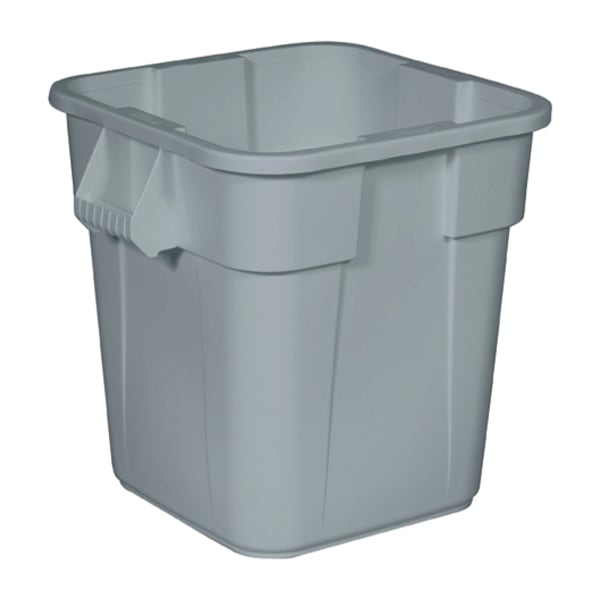 Rubbermaid Commercial Square Brute Container - 28 gal Capacity - Square - Handle, Rounded Corner, Easy to Clean, Sturdy - 352600GY