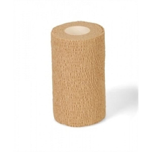 Medline Caring Non-Sterile Self-Adherent Elastic Wraps, 4in x 5 Yd., Tan, Pack Of 18