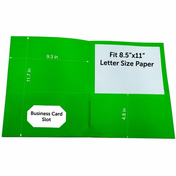 Sparco Letter Pocket Folder - 8 1/2in x 11in - 2 Internal Pocket(s) - Apple Green - 25 / Box