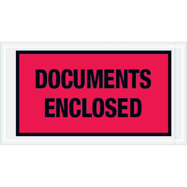 Tape Logic Preprinted Packing List Envelopes, Documents Enclosed, 5 1/2in x 10in, Red, Case Of 1,000