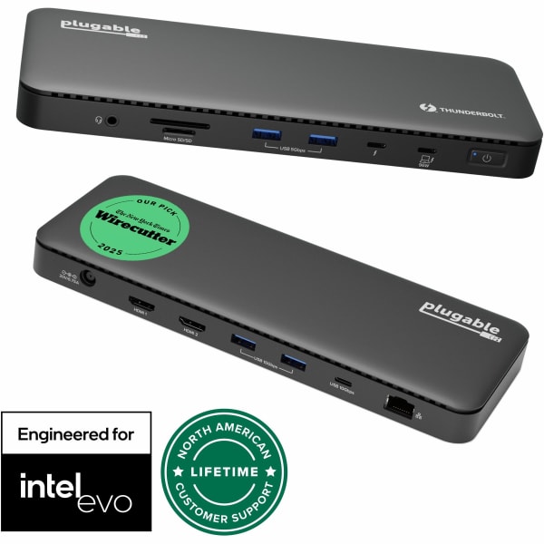 Plugable Thunderbolt 4 Dock with 100W Charging, Thunderbolt Certified - Laptop Docking Station Dual Monitor Single 8K or Dual 4K HDMI for Windows and Mac, 4X USB, Gigabit Ethernet (TBT4-UD5)