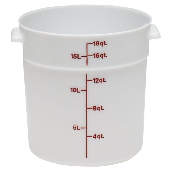 Cambro Poly Round Food Storage Containers, 18 Qt, White, Pack Of 6 Containers