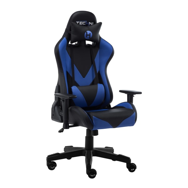 Techni Sport Ergonomic Faux Leather Computer Gaming Chair, Black/Blue
