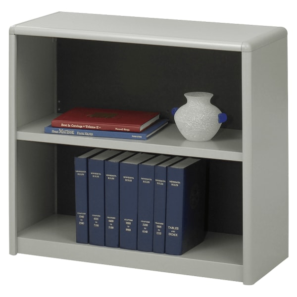 Safco Value Mate Steel Modular Shelving Bookcase, 2 Shelves, 28inH x 31-3/4inW x 13-1/2inD, Gray