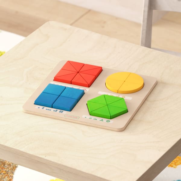 Flash Furniture Bright Beginnings Commercial Grade Birch Plywood STEM Geometric Shape Building Puzzle Board, Grades Pre-K To 4, Beech
