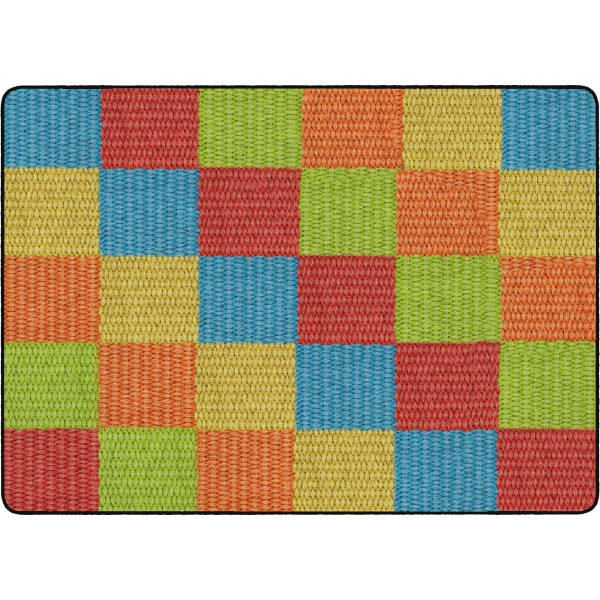 Flagship Carpets Basketweave Blocks Classroom Rug, 6ft x 8 3/8ft, Multicolor