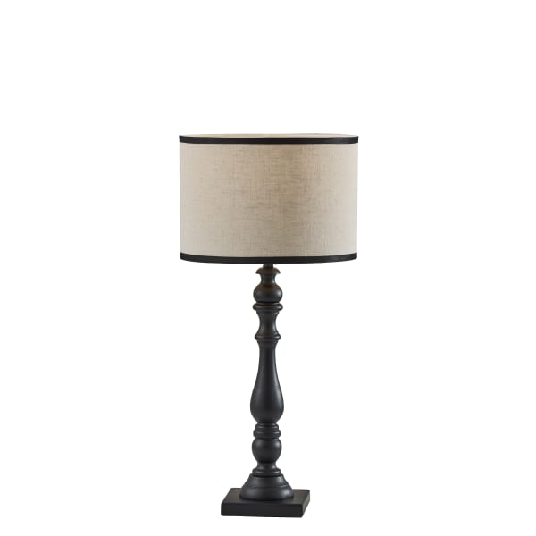 Adesso Zeek Table Lamp, 27-3/4inH, Cream Shade/Black Base