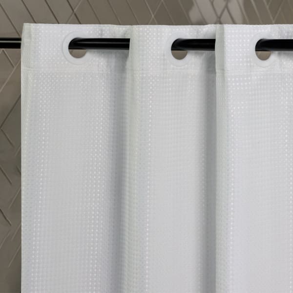 23 Threads Shower Curtain, Waffle GRS Polyester, Hook-Free, White, 71in x 74in, Case of 12