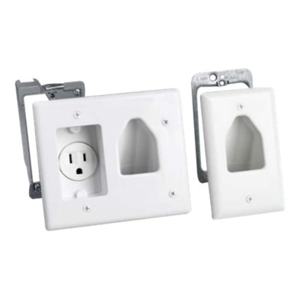 DataComm Flat Panel TV Cable Organizer Remodeling Kit with Power Outlet