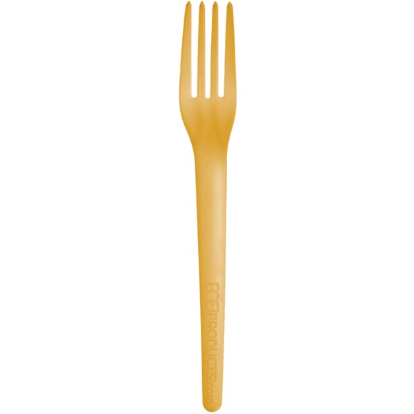 Eco-Products Plantware Dinner Forks, 7in, Yellow, Pack Of 1,000 Forks