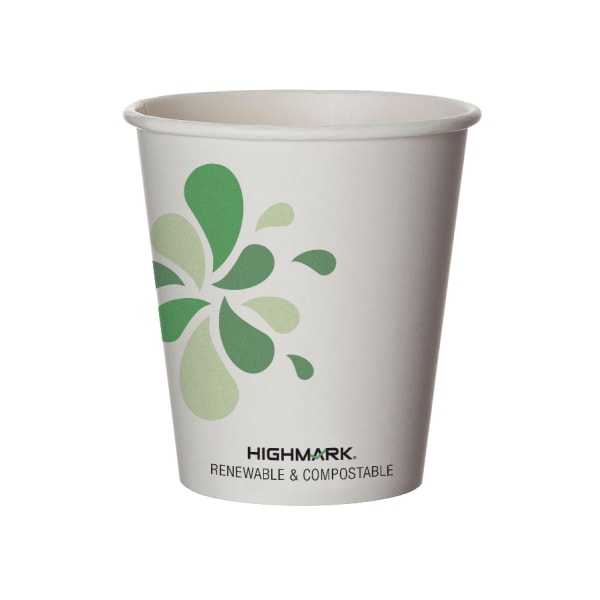 Highmark ECO Compostable Hot Coffee Cups, 10 Oz, White, Pack Of 50