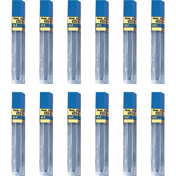 Pentel Super Hi-Polymer Leads - 0.7 mm , Medium Point - 2H - Black Lead - 12 / Tube - 12 / Box