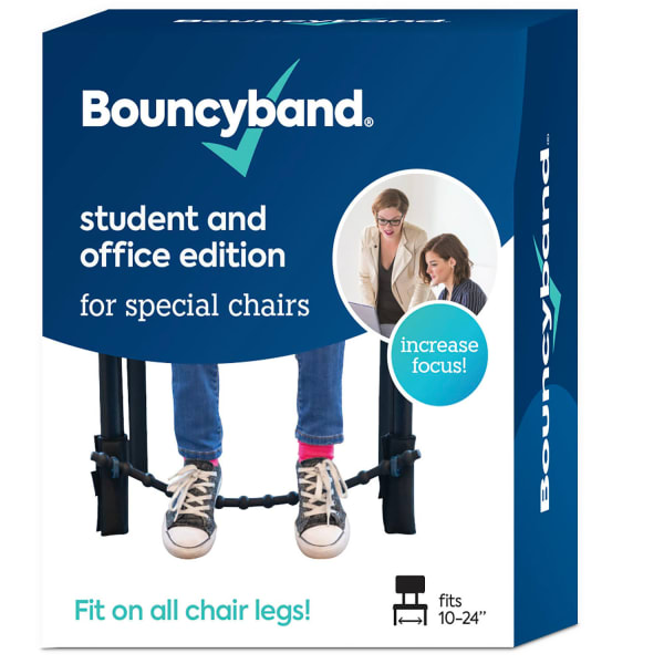 Bouncyband Universal Chair Band for Home and School Chairs, 4-1/8in x 2-15/16in, Black/Blue