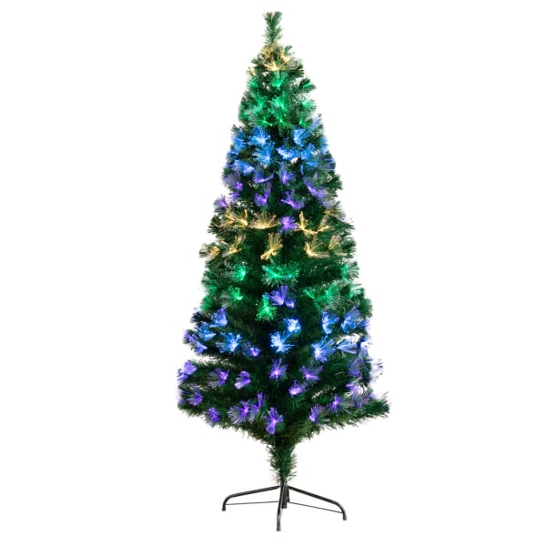 Nearly Natural Pine 72inH Artificial Fiber Optic Christmas Tree With LED Lights, 72inH x 28inW x 28inD, Green