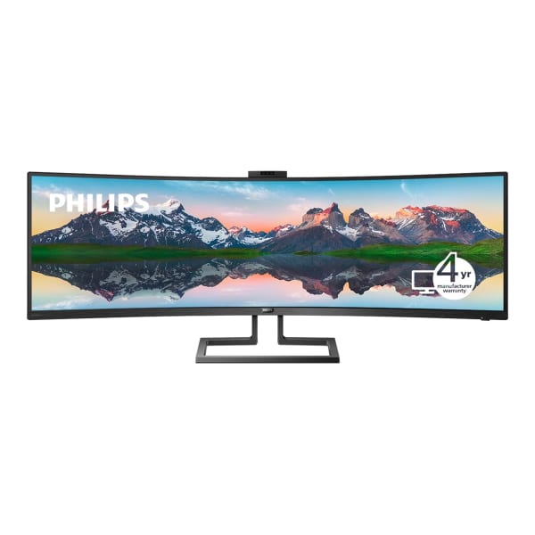 Philips Brilliance 499P9H 48.8in Dual Quad HD (DQHD) Curved Screen WLED LCD Monitor - 32:9 - Textured Black - 499P9H