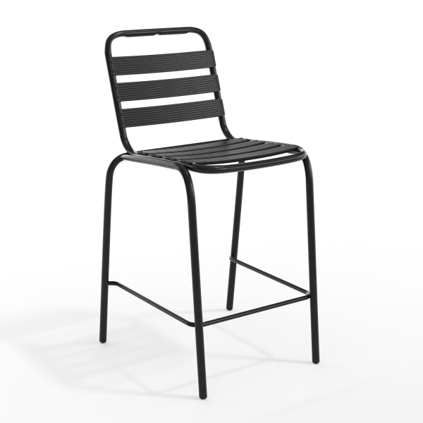 Flash Furniture Lila Metal Indoor/Outdoor Restaurant Bar Height Stool, Black