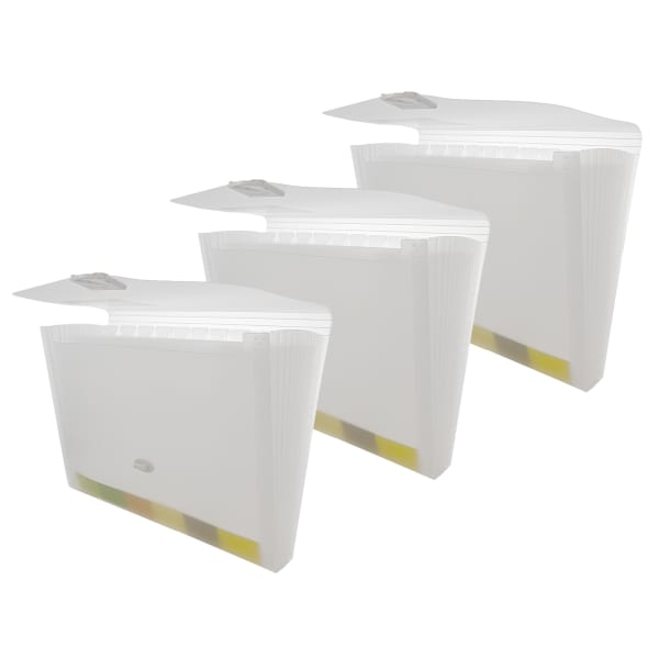 BAZIC Products Poly Expanding File, 13-Pocket, Letter Size, Translucent, Pack Of 3