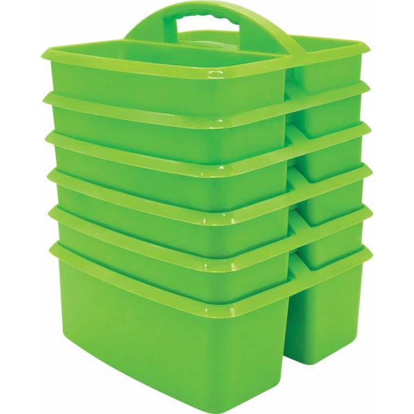 Teacher Created Resources Plastic Storage Caddies, 5-1/4inH x 9-1/4inW x 9inD, Lime, Pack Of 6 Caddies