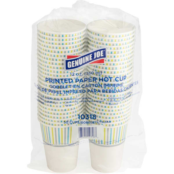 Genuine Joe Hot Cup - 50 / Pack - Assorted - Paper - Hot Chocolate, Cappuccino, Tea, Coffee, Beverage