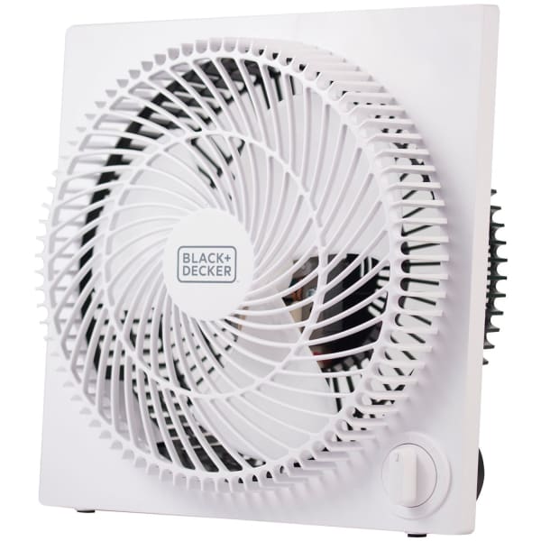 Black+Decker 9 In. Frameless Tabletop Box Fan - 228.6 mm Diameter - 3 Speed - Self-standing - 10.9in Height x 10.9in Width x 4.3in Depth - White