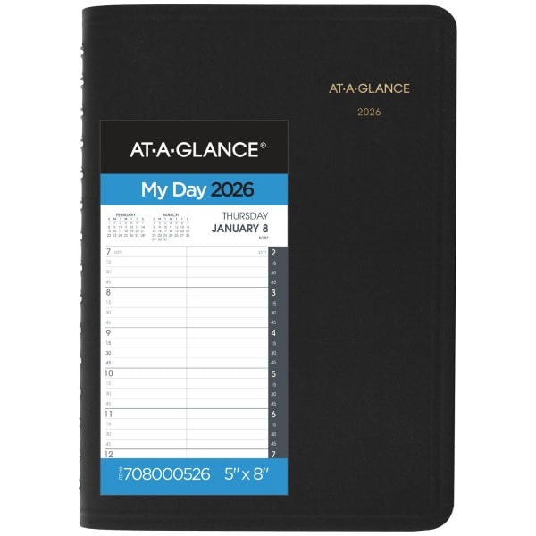 AT-A-GLANCE 2026 Daily Quarter-Hour Appointment Book Planner, Black, Small, 5in x 8in