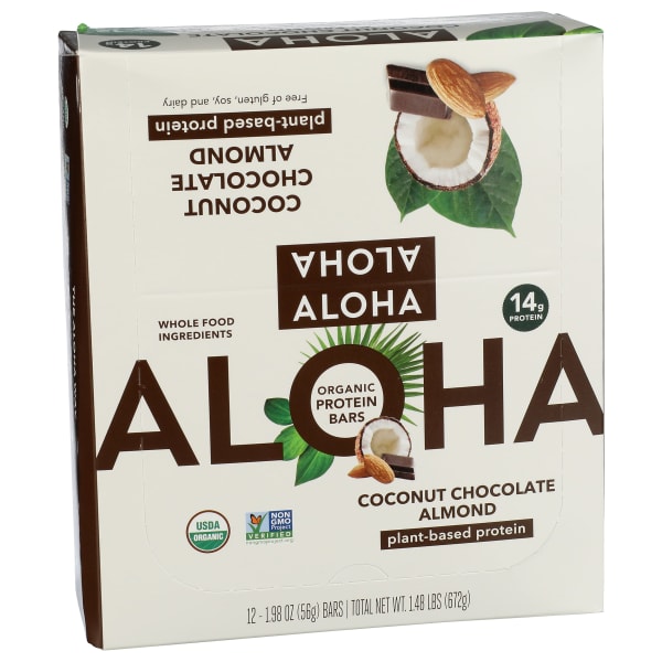 Aloha Plant Protein Bars, Coconut Chocolate, 1.98 Oz, Total Qty 12