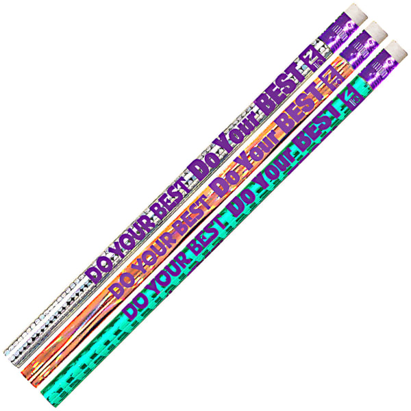 Musgrave Pencil Co. Inc. Motivational Pencils, No. 2 Lead, Do Your Best On The Test, 12 Pencils Per Pack, Set Of 12 Packs