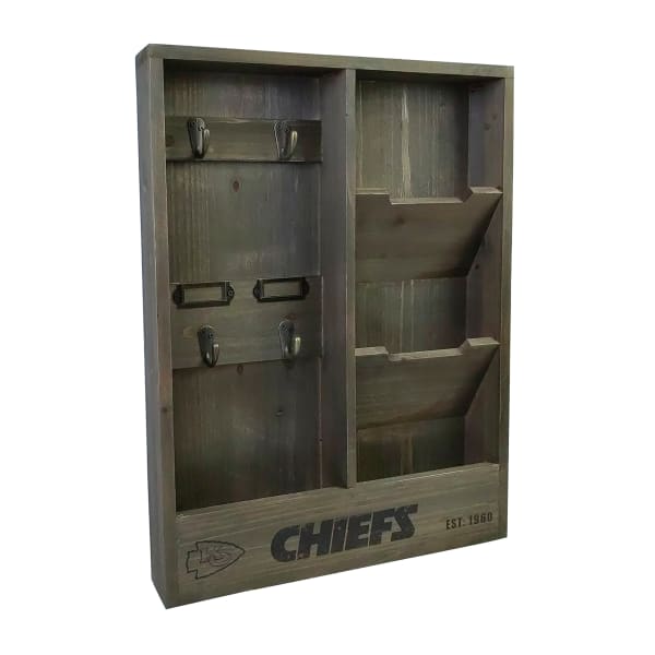 Imperial NFL Wall Mounted Wood Organizer, 19inH x 14-1/4inW x 2-3/4inD, Kansas City Chiefs