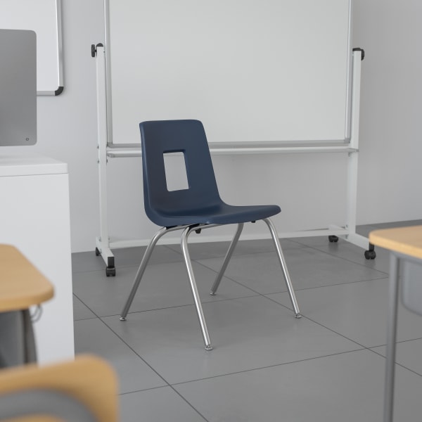 Flash Furniture Advantage Student Stacking School Chair, Navy/Silver