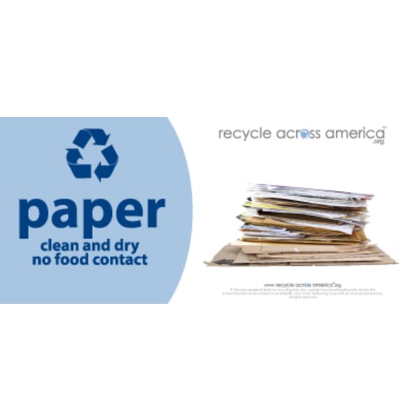 Recycle Across America Paper Standardized Recycling Labels, P-0409, 4in x 9in, Light Blue